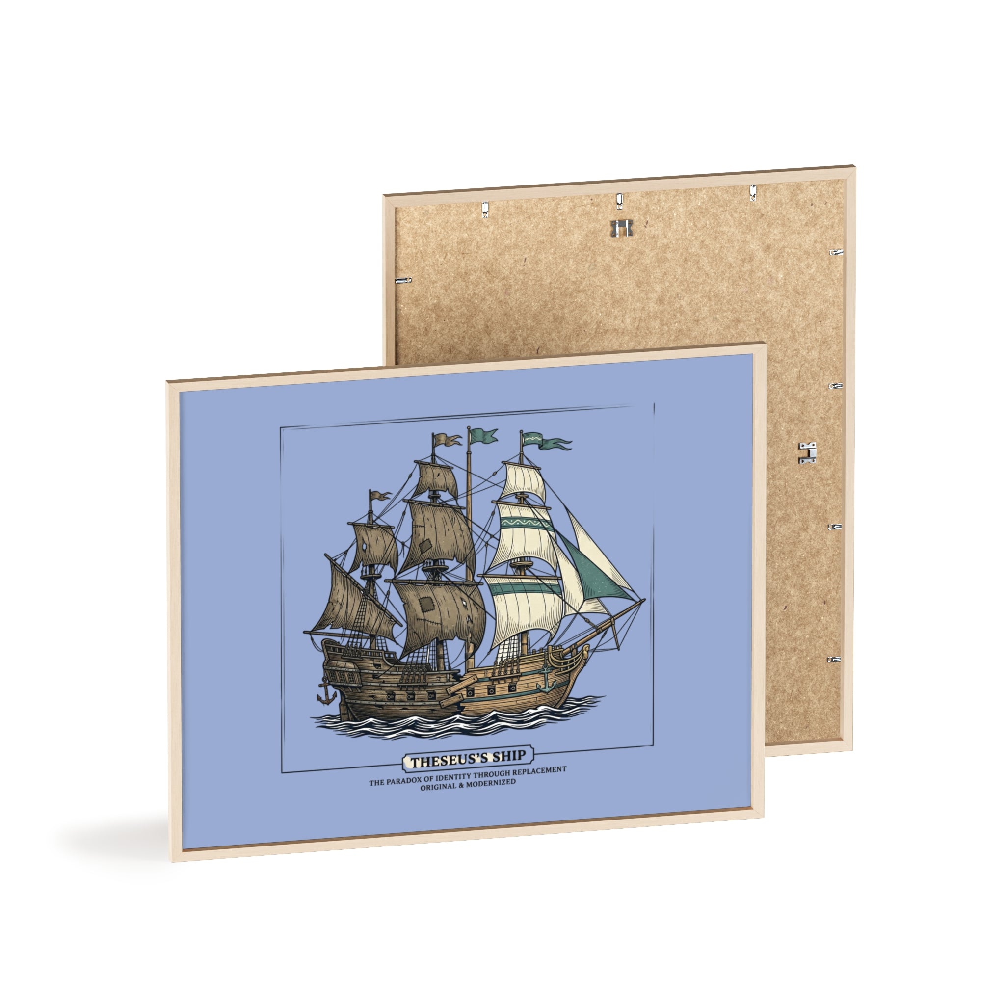 Theseus' Ship Philosophy Poster with Wooden Frame