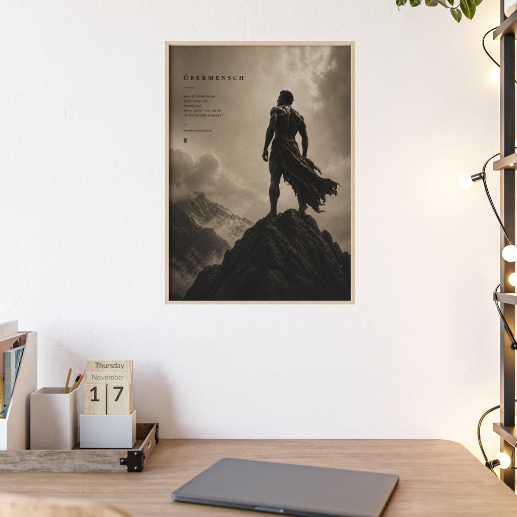 Nietzsche Übermensch Poster with Wooden Frame