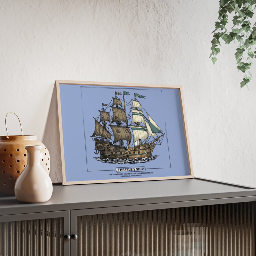 Theseus' Ship Philosophy Poster with Wooden Frame