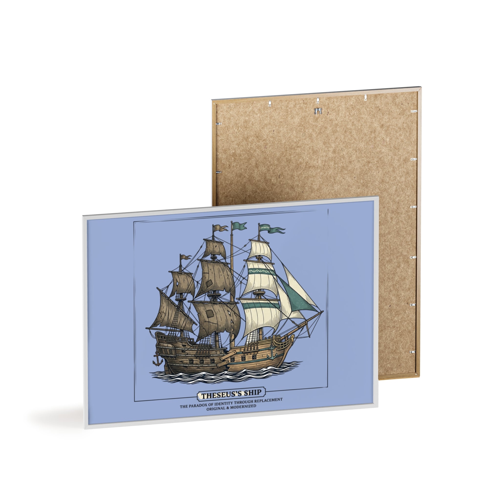 Theseus' Ship Philosophy Poster with Wooden Frame