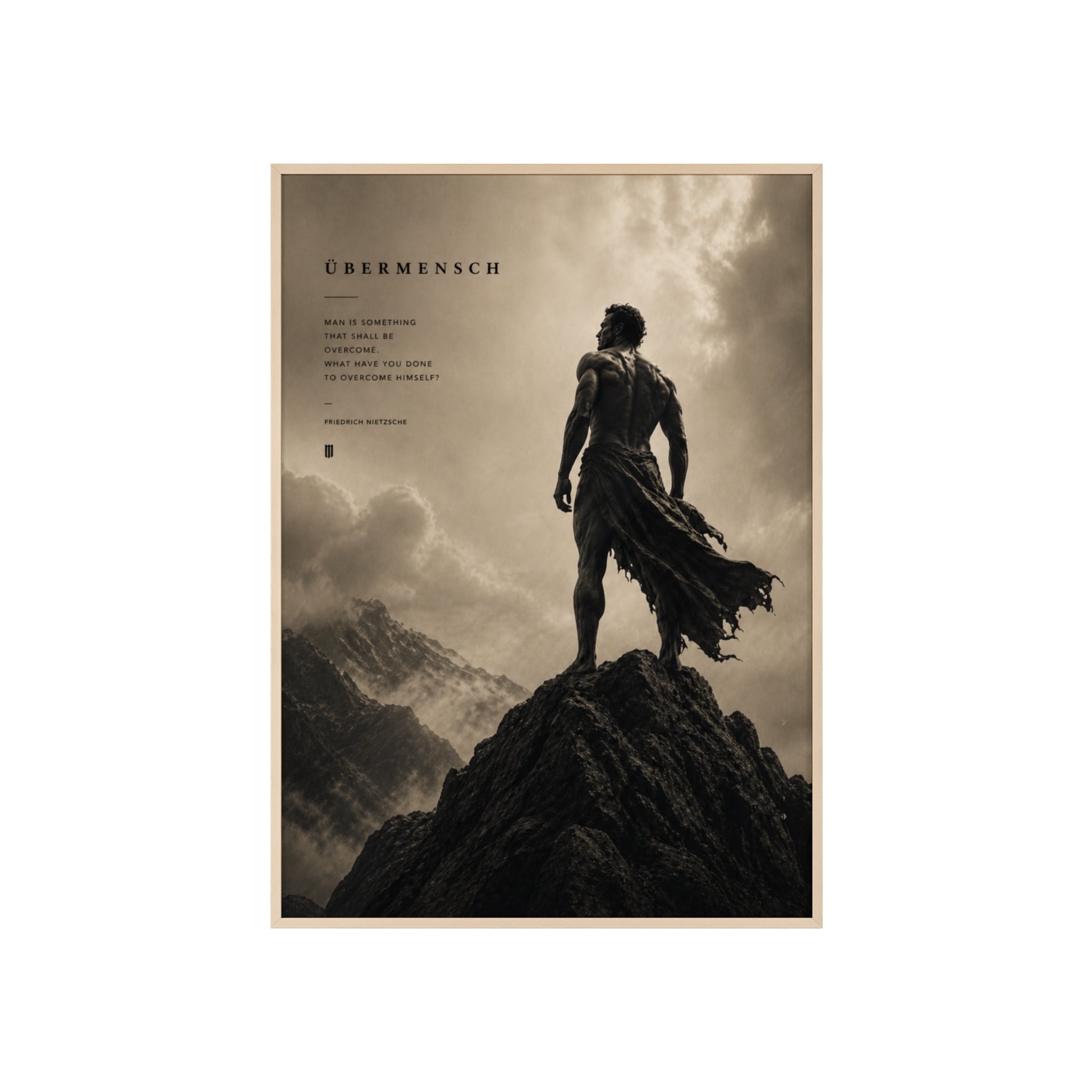 Nietzsche Übermensch Poster with Wooden Frame