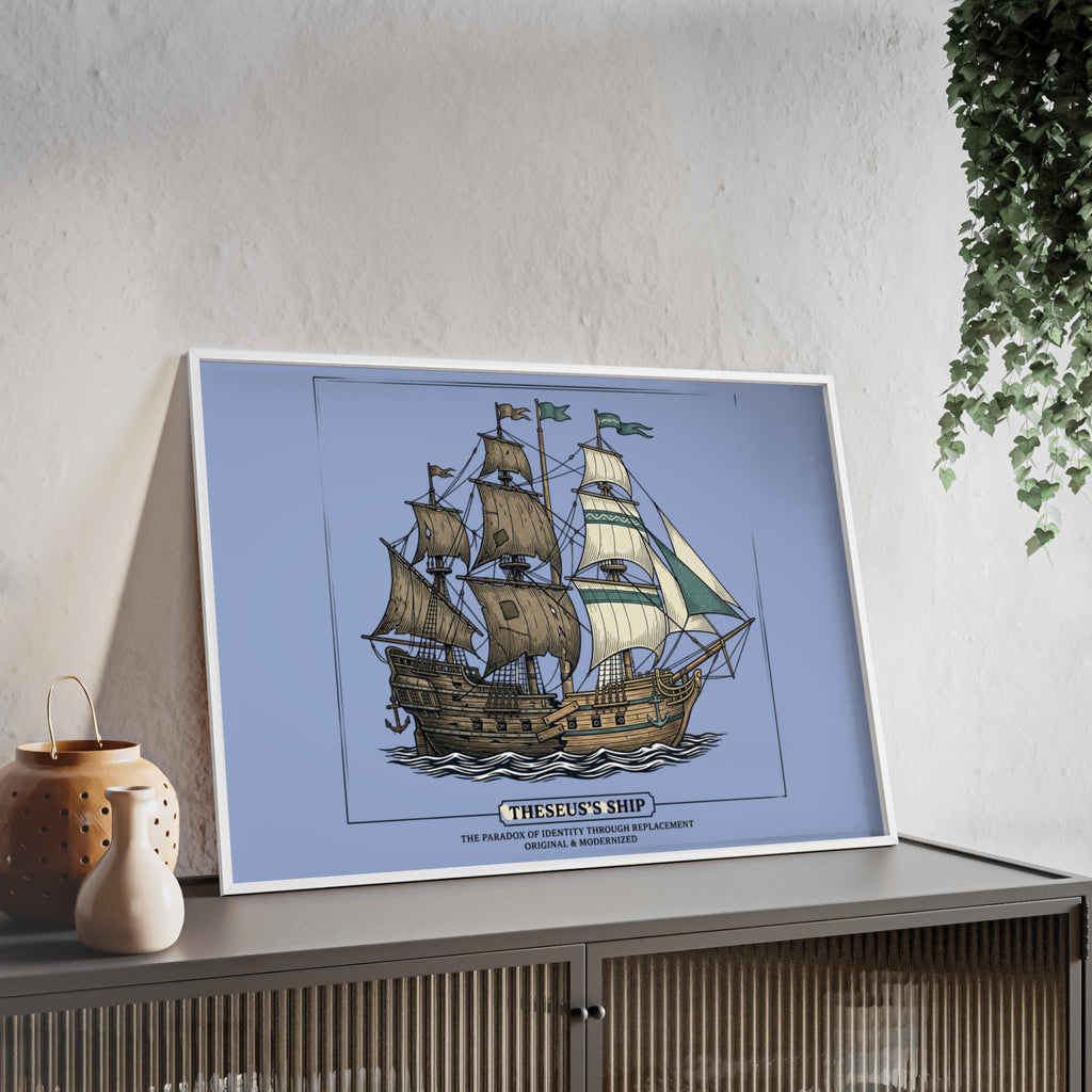 Theseus' Ship Philosophy Poster with Wooden Frame