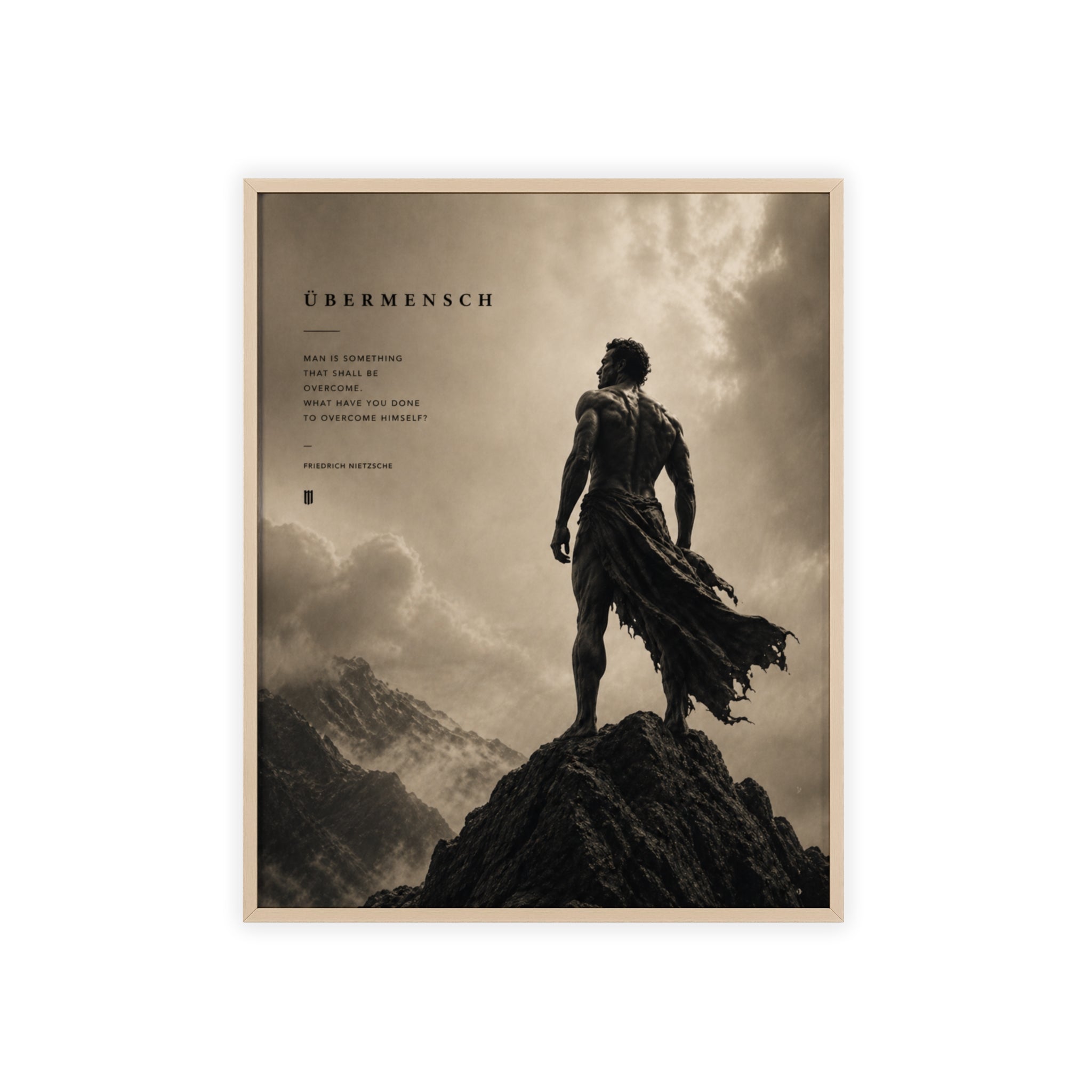 Nietzsche Übermensch Poster with Wooden Frame