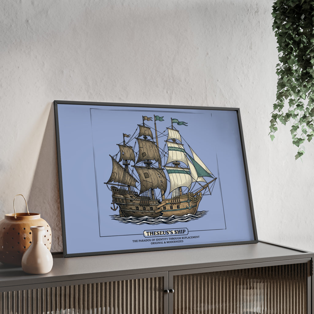 Theseus' Ship Philosophy Poster with Wooden Frame