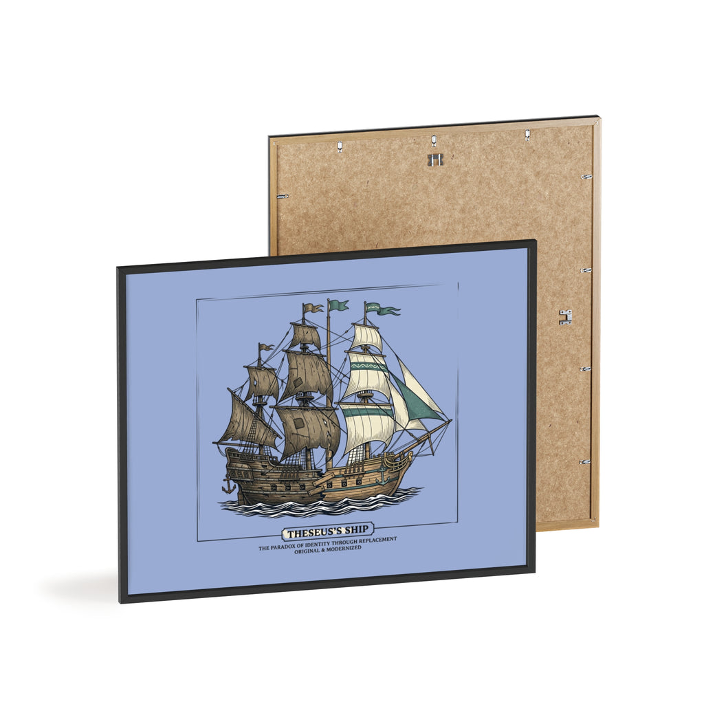 Theseus' Ship Philosophy Poster with Wooden Frame