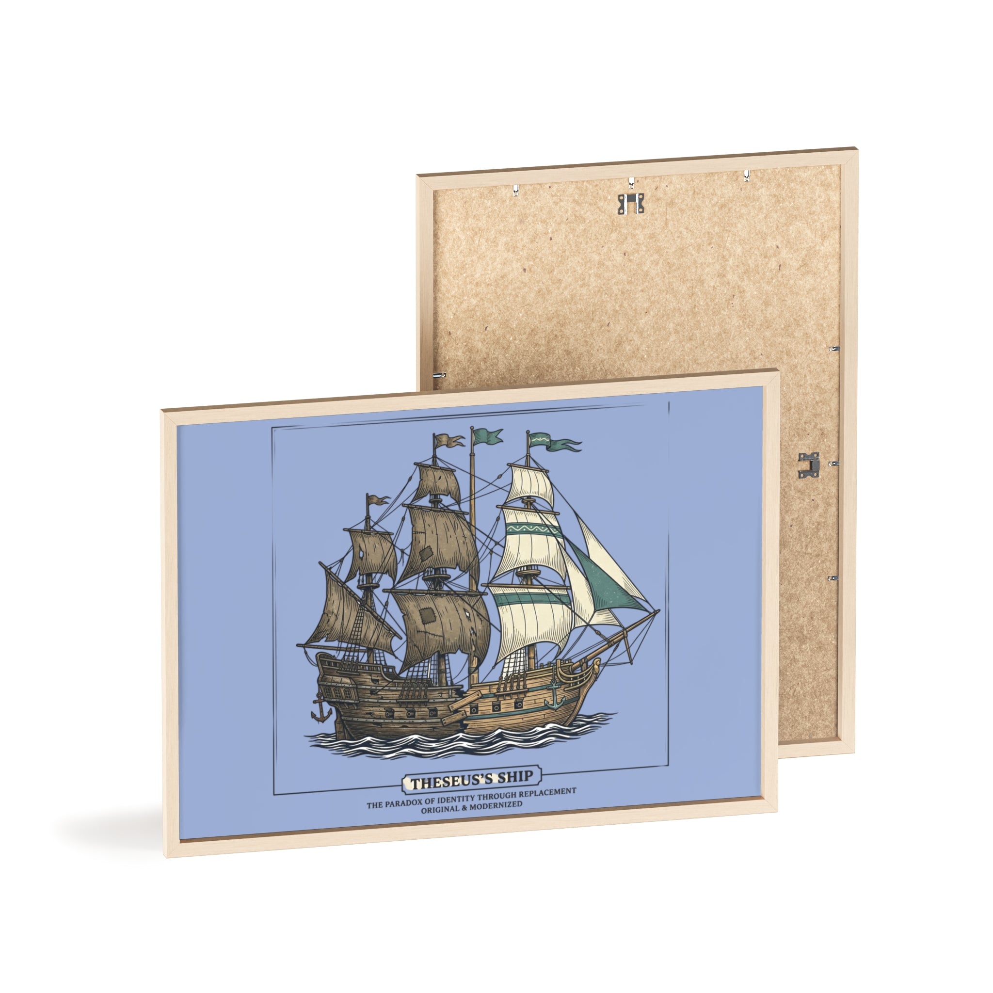 Theseus' Ship Philosophy Poster with Wooden Frame