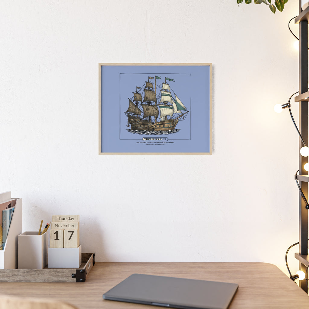 Theseus' Ship Philosophy Poster with Wooden Frame