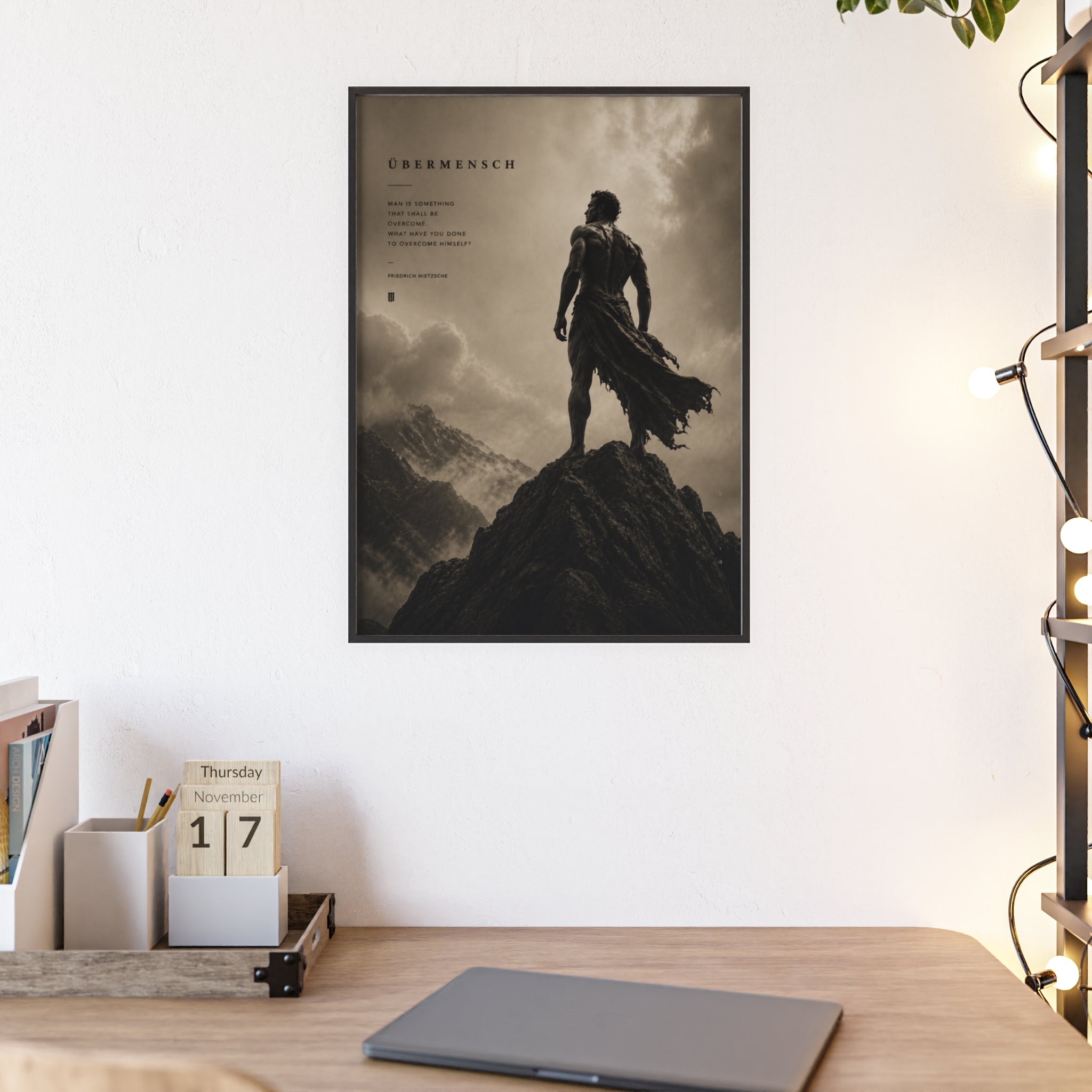 Nietzsche Übermensch Poster with Wooden Frame