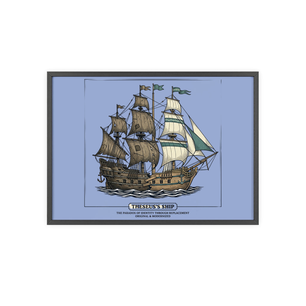 Theseus' Ship Philosophy Poster with Wooden Frame