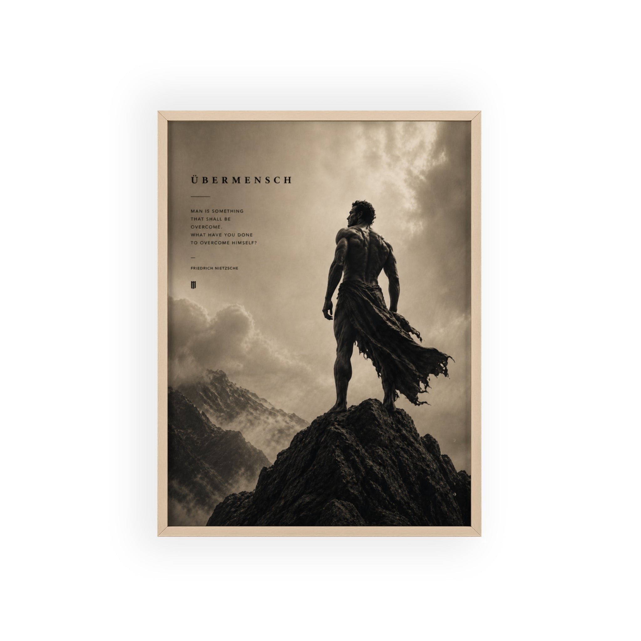 Nietzsche Übermensch Poster with Wooden Frame