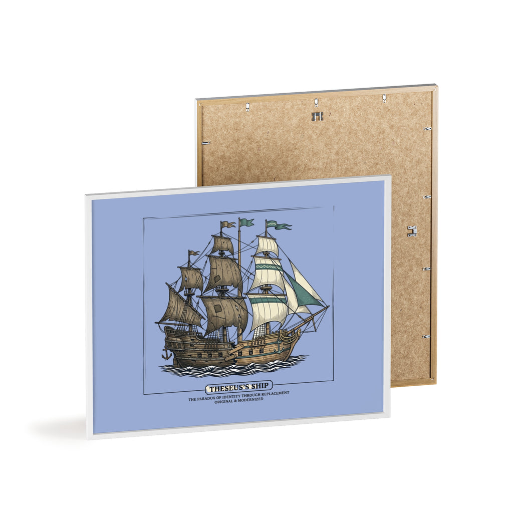 Theseus' Ship Philosophy Poster with Wooden Frame
