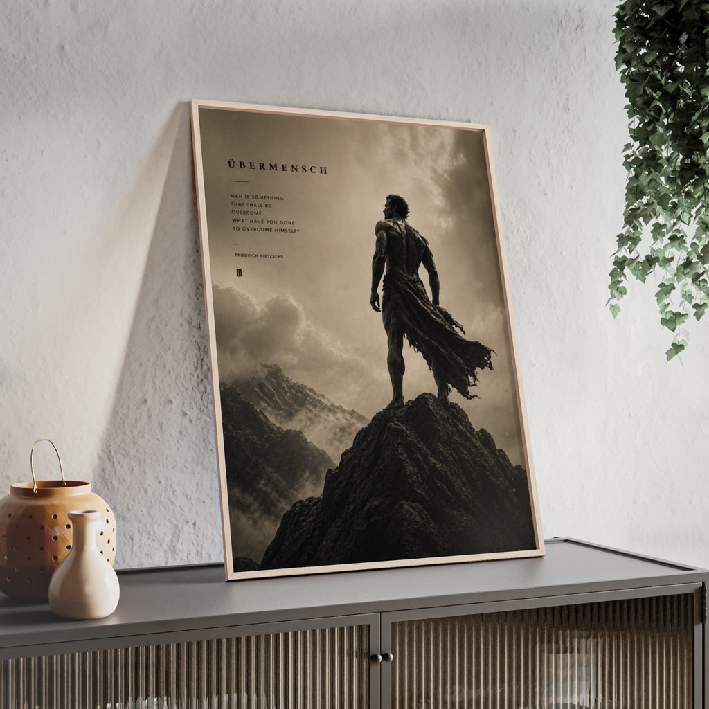 Nietzsche Übermensch Poster with Wooden Frame