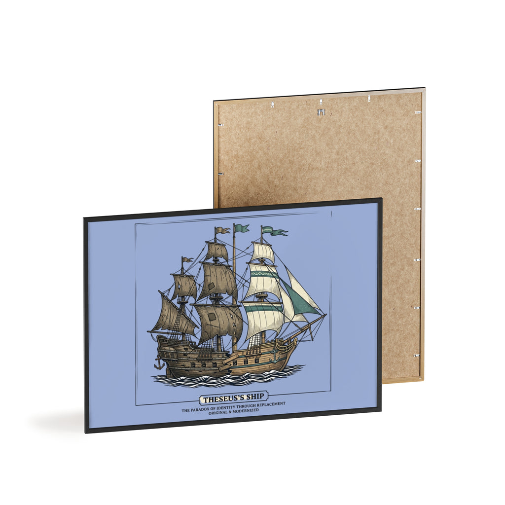 Theseus' Ship Philosophy Poster with Wooden Frame