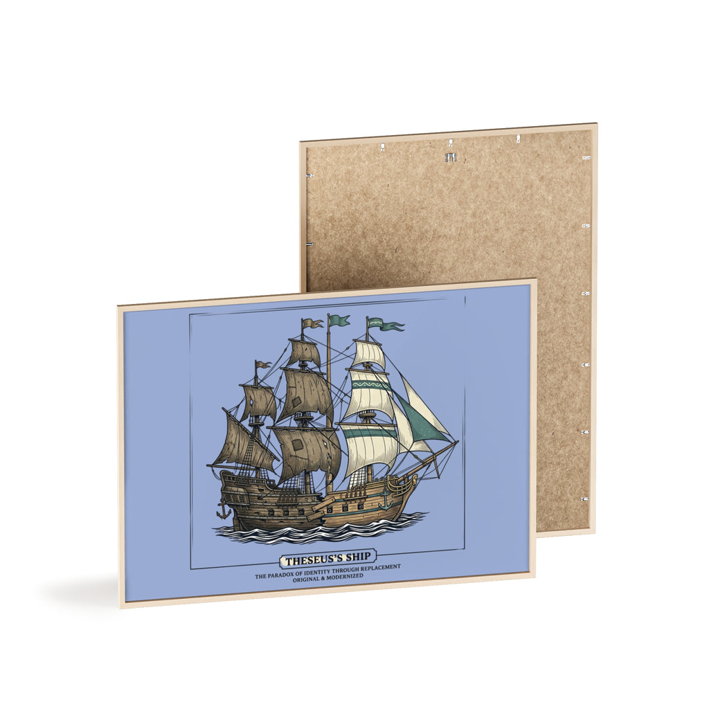 Theseus' Ship Philosophy Poster with Wooden Frame