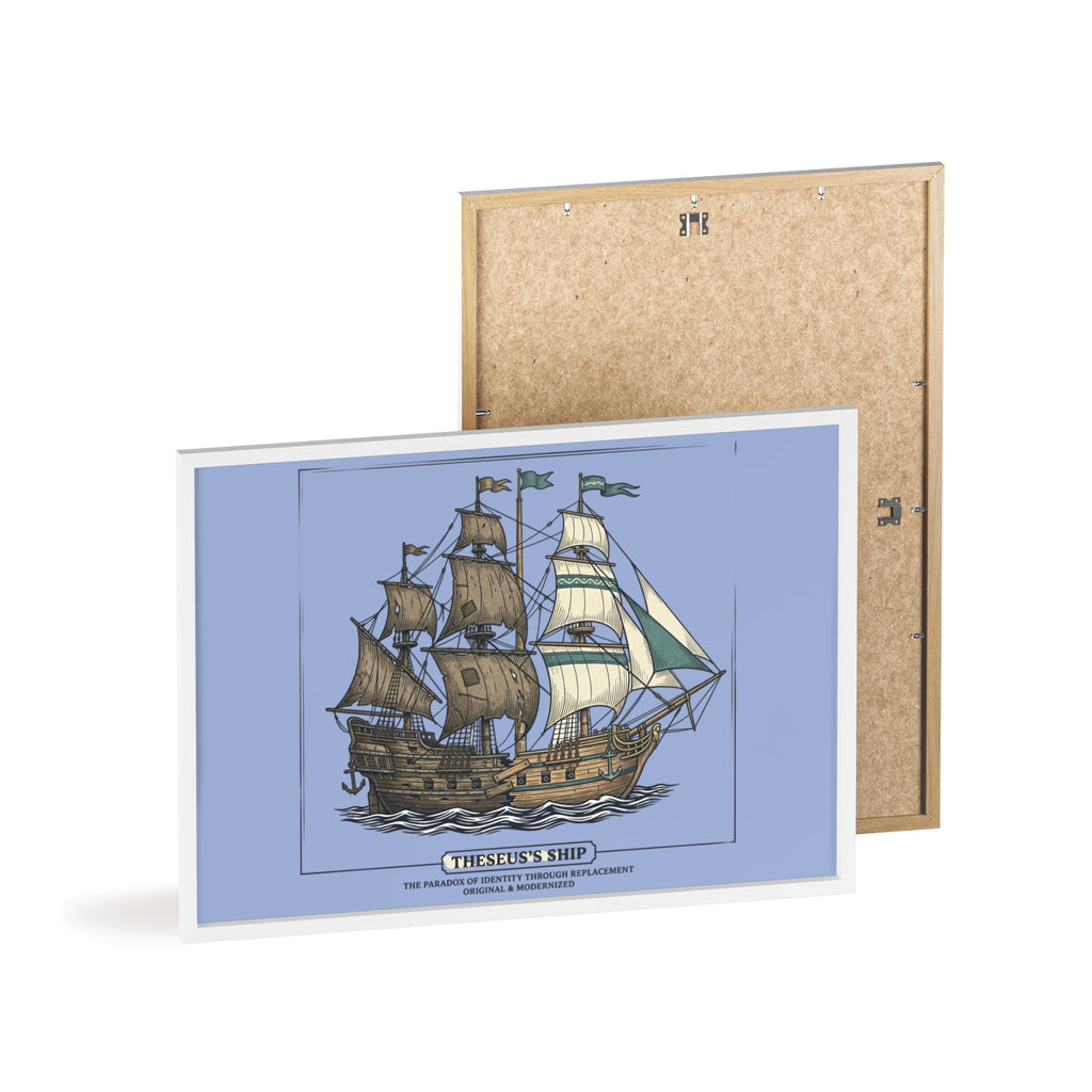 Theseus' Ship Philosophy Poster with Wooden Frame