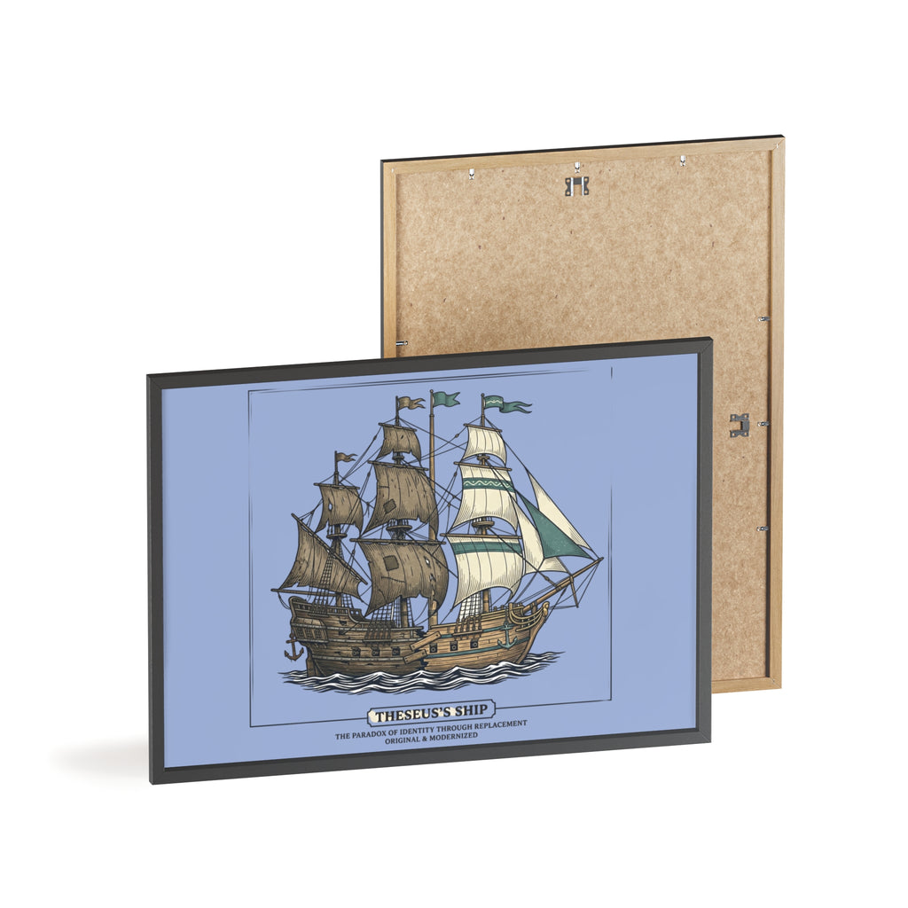 Theseus' Ship Philosophy Poster with Wooden Frame