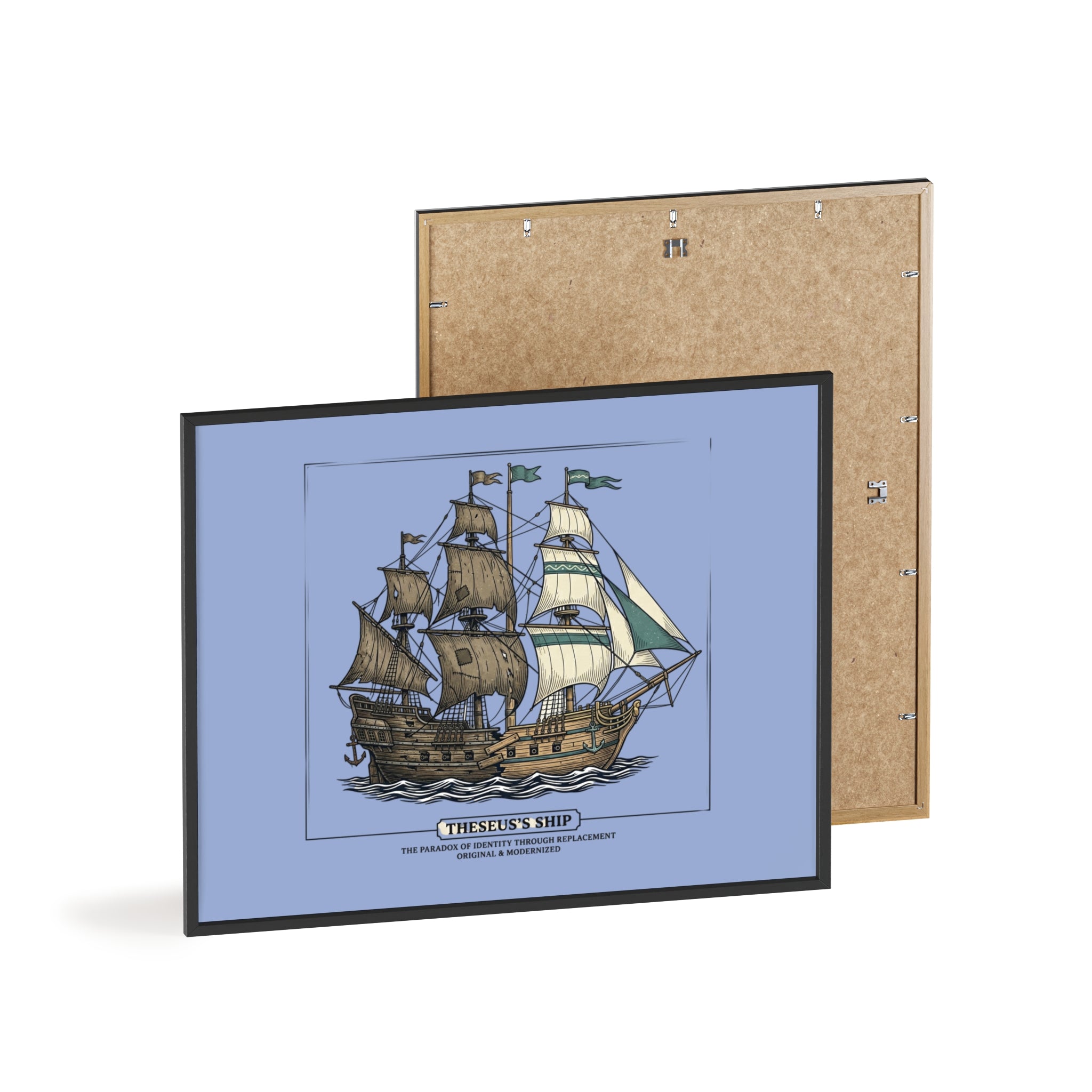 Theseus' Ship Philosophy Poster with Wooden Frame