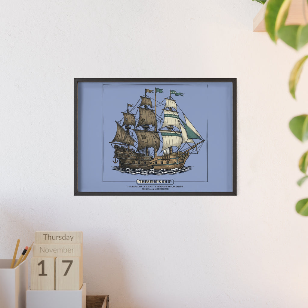 Theseus' Ship Philosophy Poster with Wooden Frame